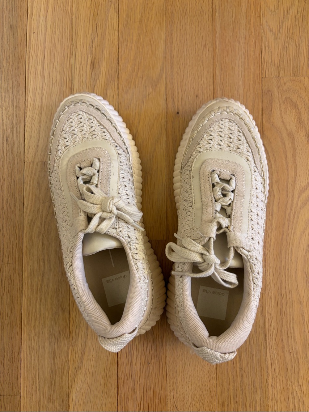 Dolce Vita Women’s Woven Knit Sneakers - Cream size 7